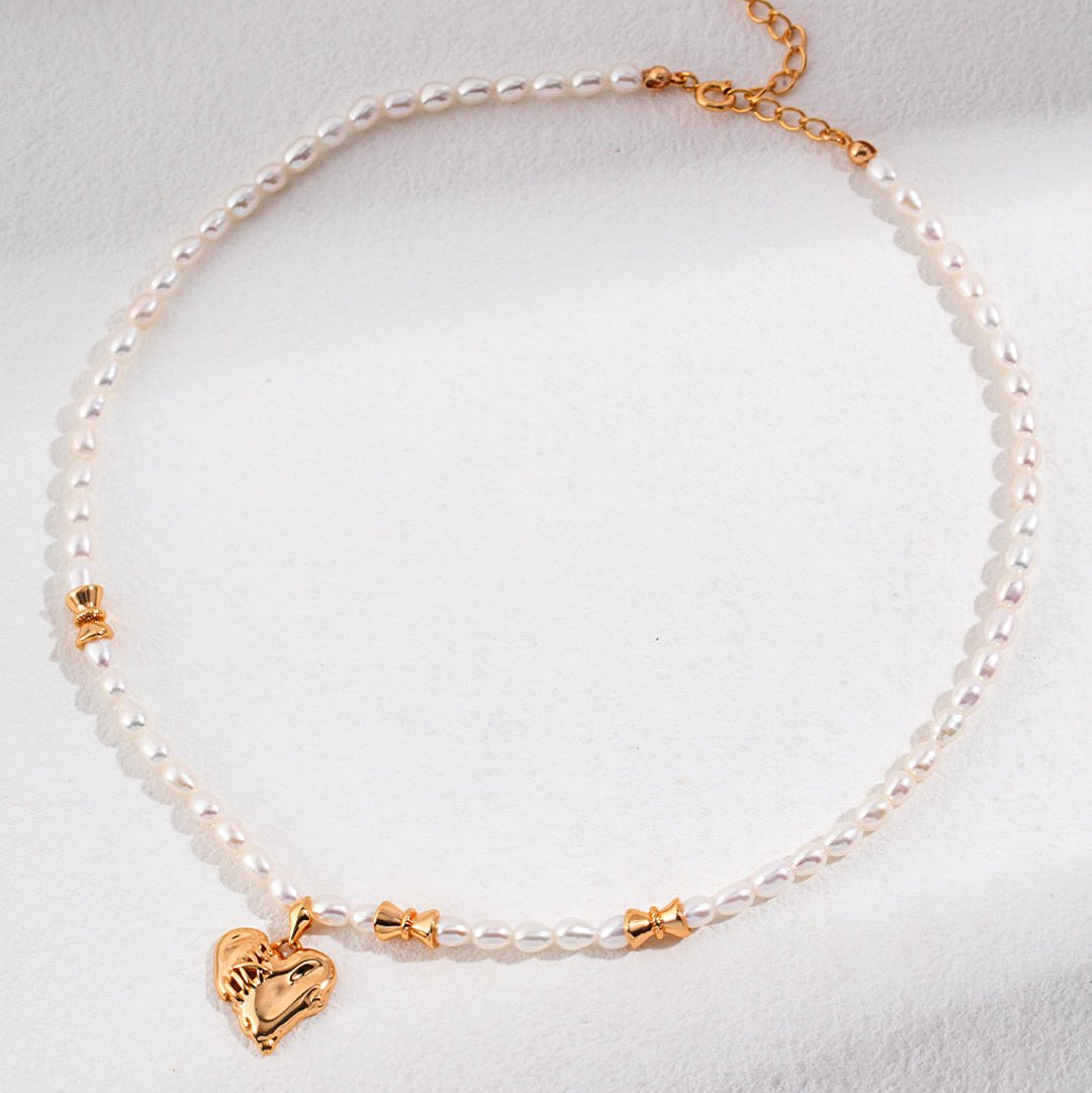 Heart Stitching Collection Sterling Silver Heart Necklace - floysun