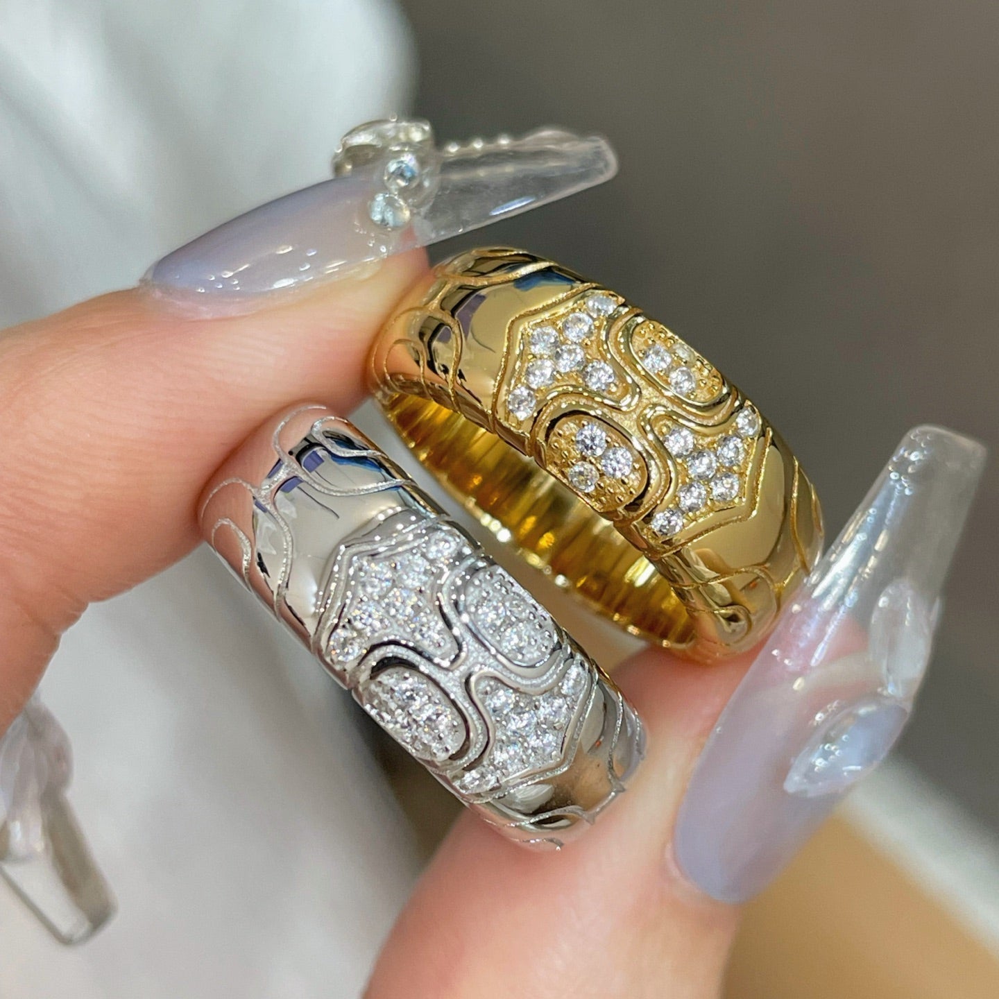 Heavyweight Geometric Mosaic Pavé Band Ring - floysun