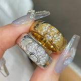 Heavyweight Geometric Mosaic Pavé Band Ring - floysun