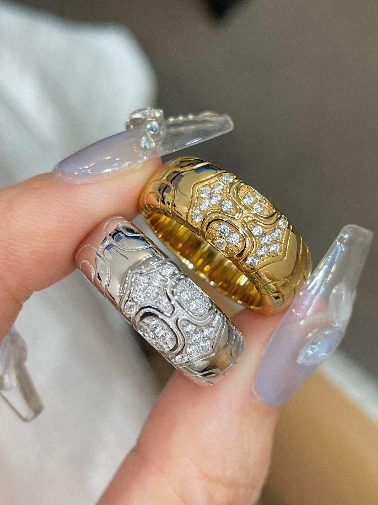 Heavyweight Geometric Mosaic Pavé Band Ring - floysun