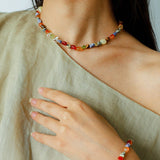 Heirloom Tomato Gemstone Bracelet – Irregular Colorful Beads - floysun