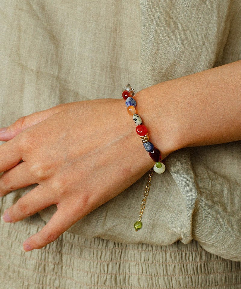 Heirloom Tomato Gemstone Bracelet – Irregular Colorful Beads - floysun