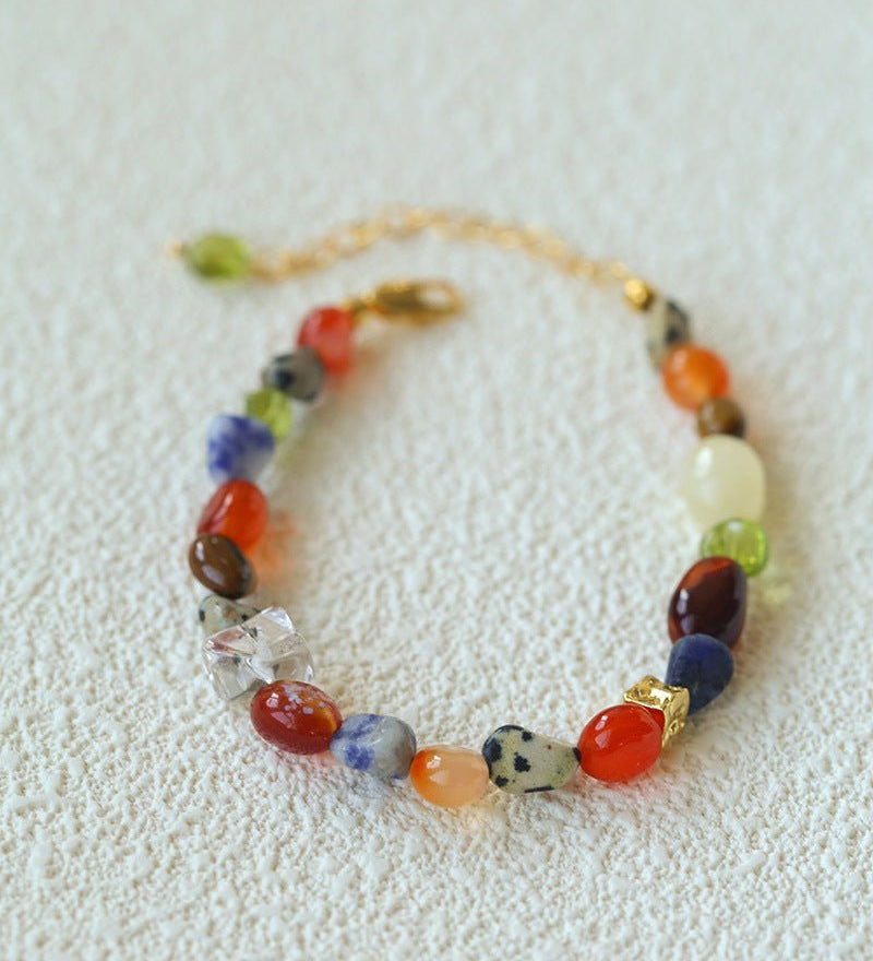 Heirloom Tomato Gemstone Bracelet – Irregular Colorful Beads - floysun
