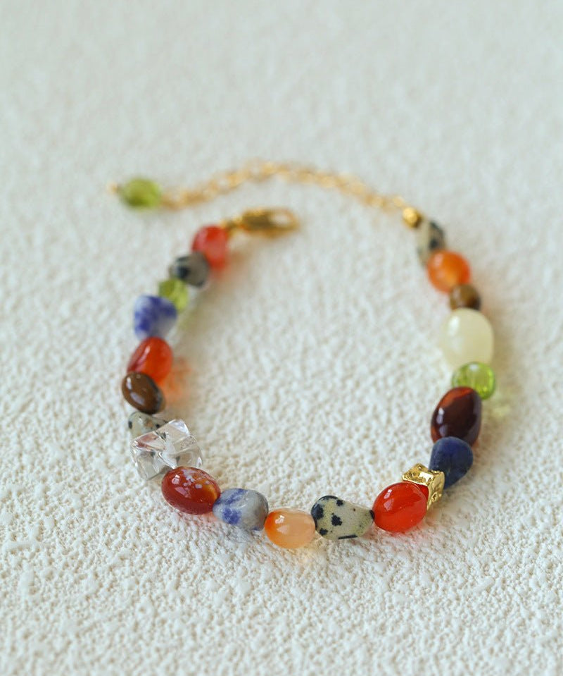 Heirloom Tomato Gemstone Bracelet – Irregular Colorful Beads - floysun