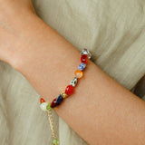 Heirloom Tomato Gemstone Bracelet – Irregular Colorful Beads - floysun