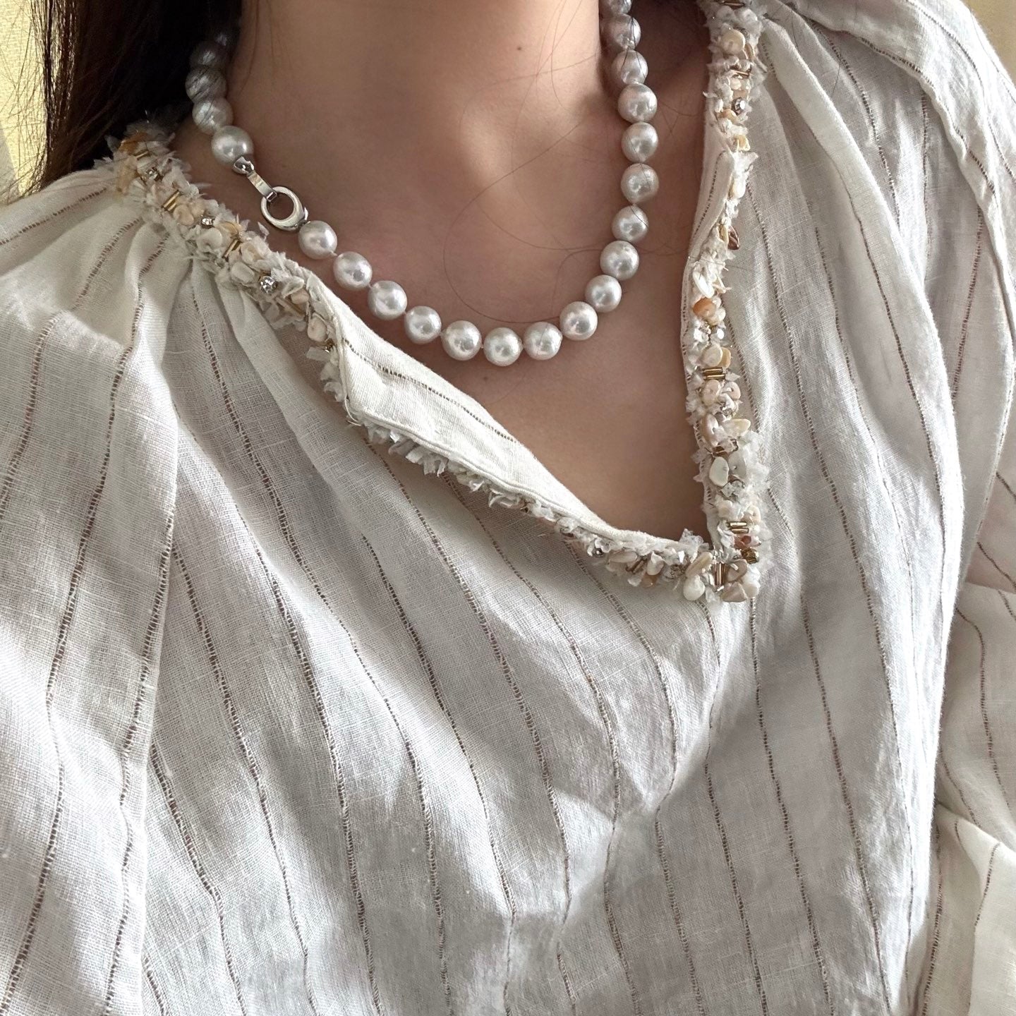 Hepburn - Inspired Baroque Freshwater Pearl Necklace - floysun