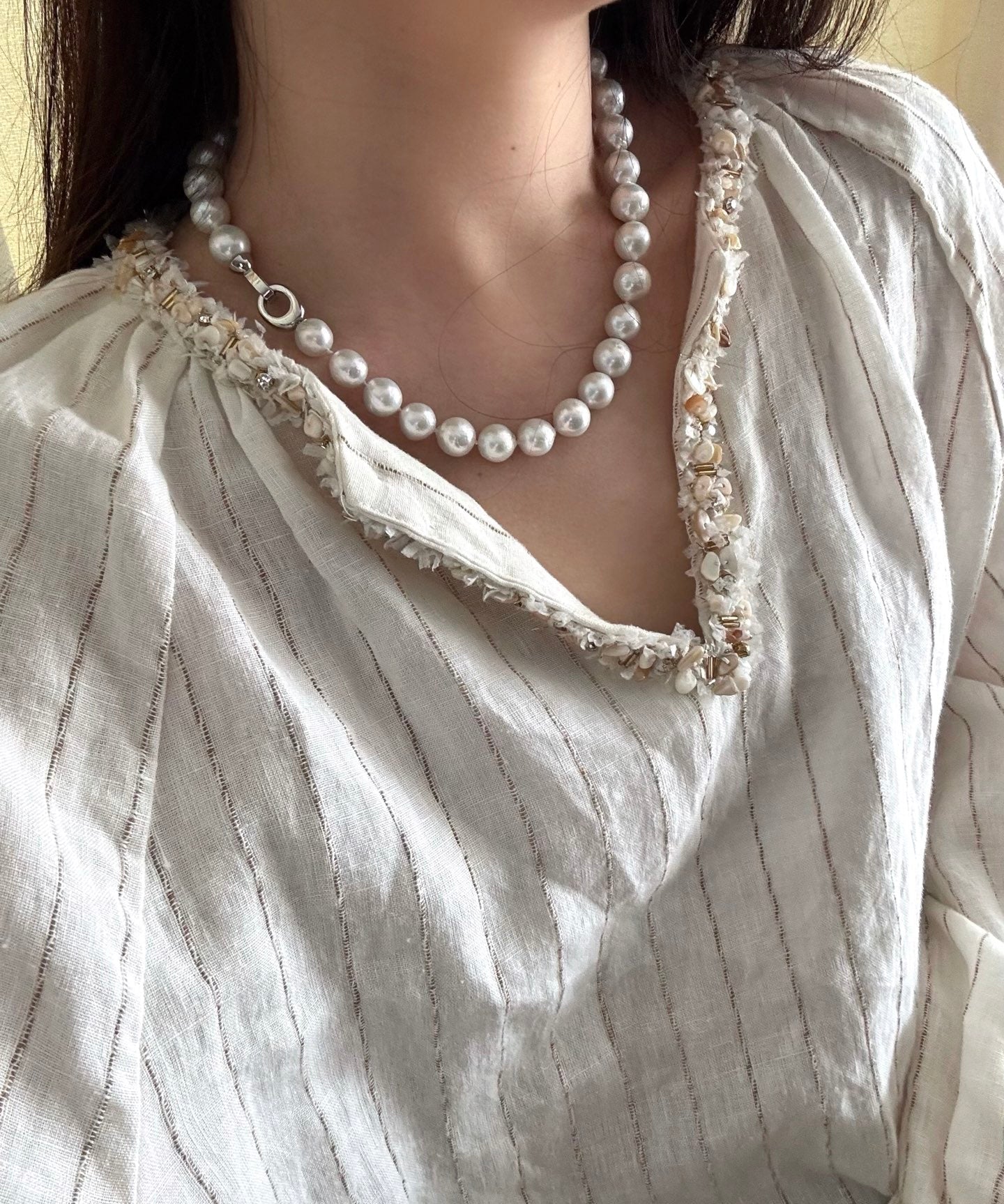 Hepburn - Inspired Baroque Freshwater Pearl Necklace - floysun
