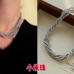 Hepburn Style Multi - Layer Rice Pearl Wrap Necklace - floysun