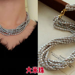 Hepburn Style Multi - Layer Rice Pearl Wrap Necklace - floysun