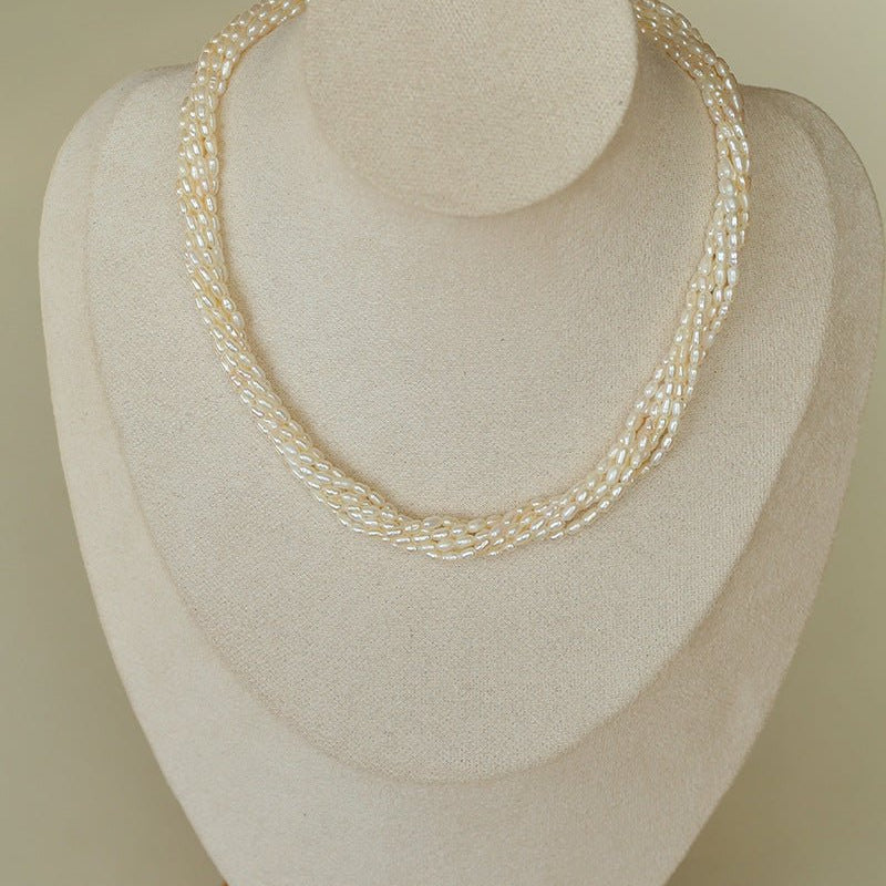 Hepburn Style Multi - Layer Rice Pearl Wrap Necklace - floysun