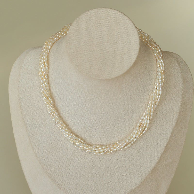 Hepburn Style Multi - Layer Rice Pearl Wrap Necklace - floysun