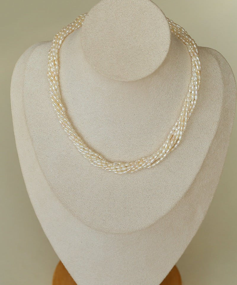 Hepburn Style Multi - Layer Rice Pearl Wrap Necklace - floysun