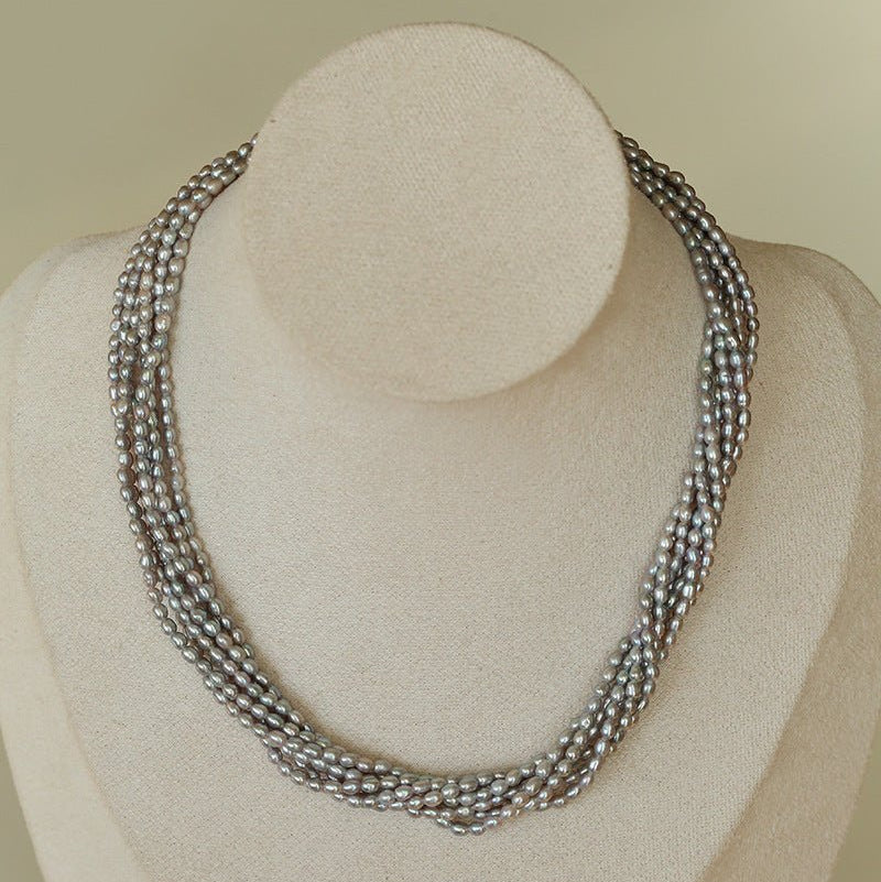 Hepburn Style Multi - Layer Rice Pearl Wrap Necklace - floysun