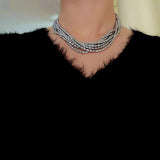 Hepburn Style Multi - Layer Rice Pearl Wrap Necklace - floysun