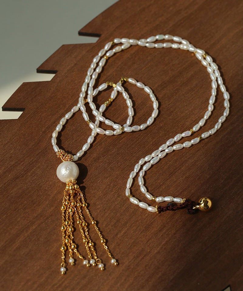 Heritage Tassel Pearl Necklace - floysun