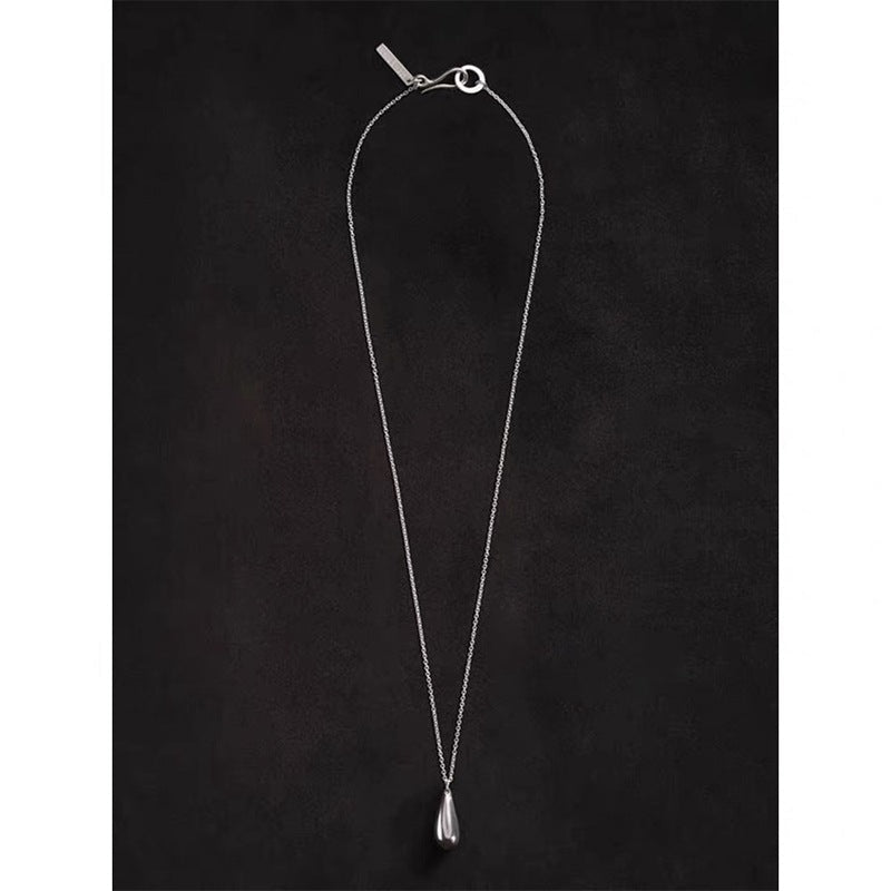 High-Polish Sculptural Teardrop Pendant Necklace - floysun