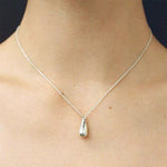 High-Polish Sculptural Teardrop Pendant Necklace - floysun