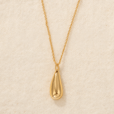 High-Polish Sculptural Teardrop Pendant Necklace - floysun