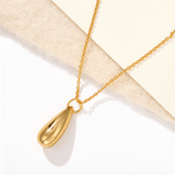 High-Polish Sculptural Teardrop Pendant Necklace - floysun