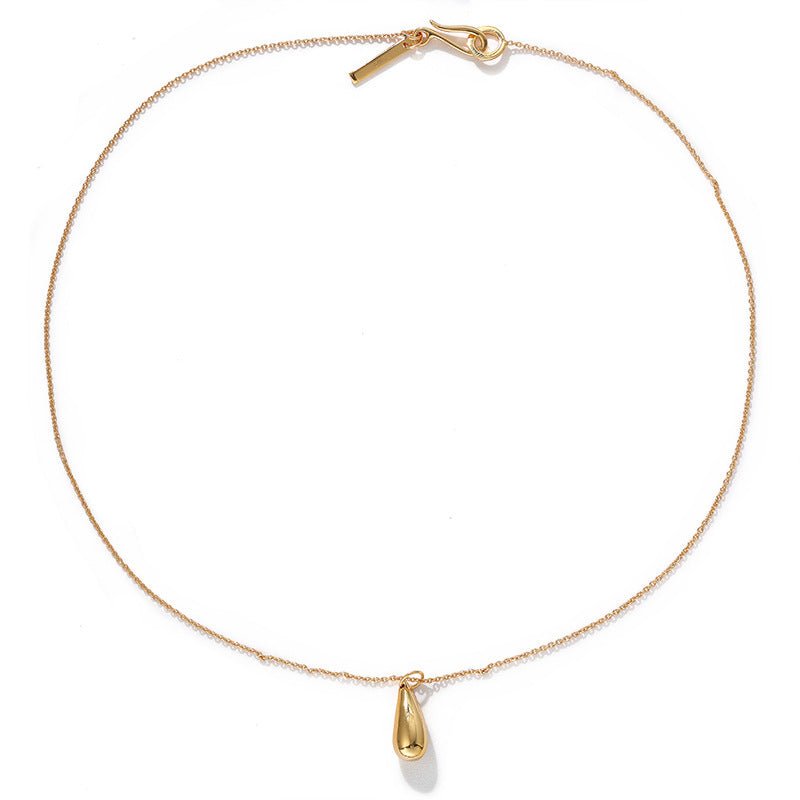 High-Polish Sculptural Teardrop Pendant Necklace - floysun