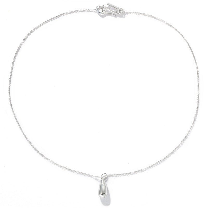 High-Polish Sculptural Teardrop Pendant Necklace - floysun