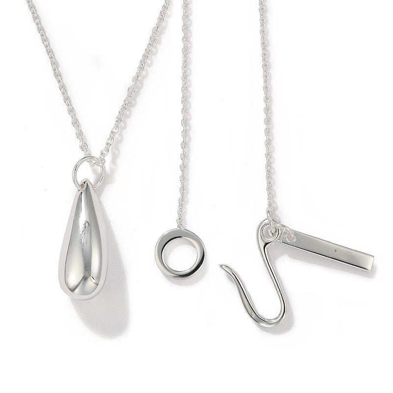 High-Polish Sculptural Teardrop Pendant Necklace - floysun