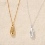High-Polish Sculptural Teardrop Pendant Necklace - floysun
