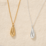 High-Polish Sculptural Teardrop Pendant Necklace - floysun