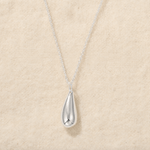 High-Polish Sculptural Teardrop Pendant Necklace - floysun