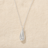 High-Polish Sculptural Teardrop Pendant Necklace - floysun