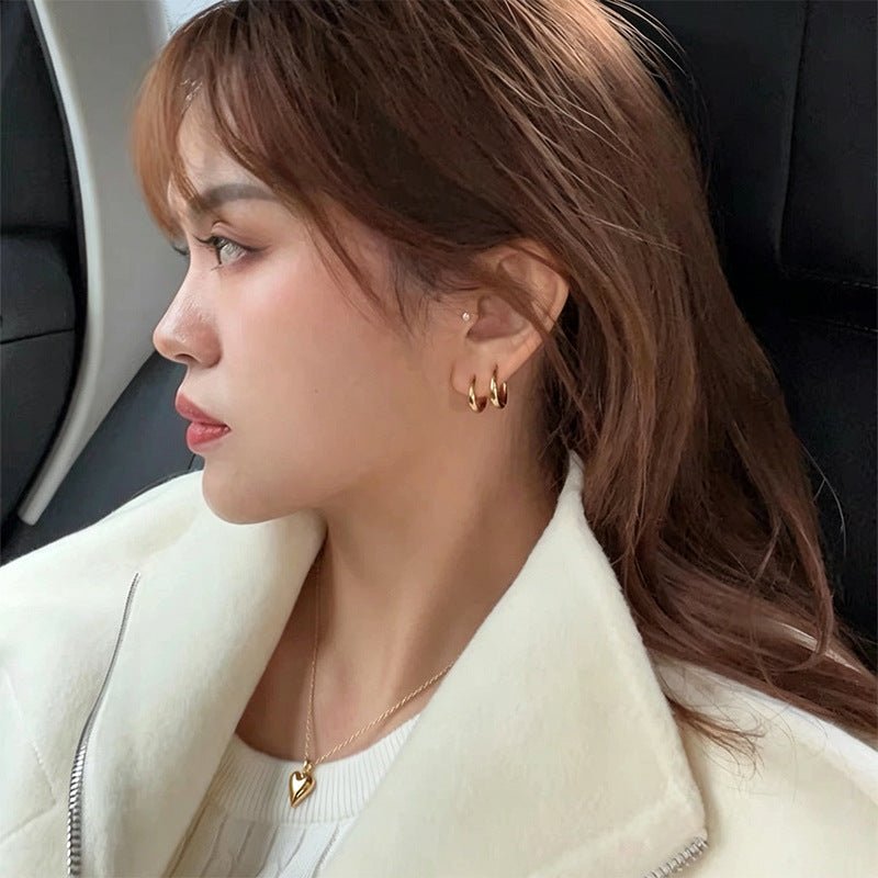 High‑Polished Smooth Classic Huggie Hoop Earrings - floysun