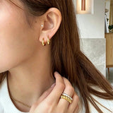 High‑Polished Smooth Classic Huggie Hoop Earrings - floysun