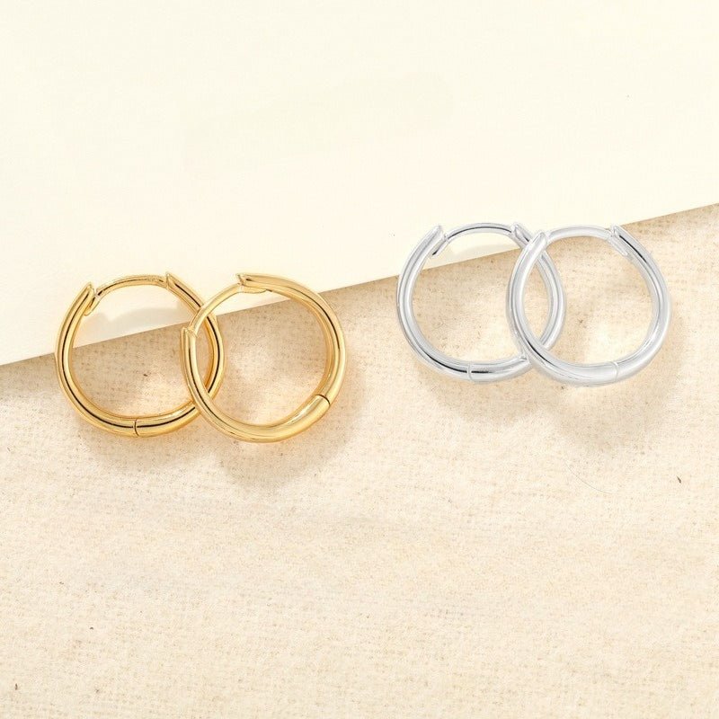 High‑Polished Smooth Classic Huggie Hoop Earrings - floysun