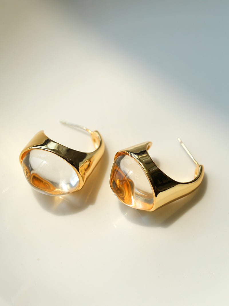 Hilltop Earrings – Gold White Crystal - floysun