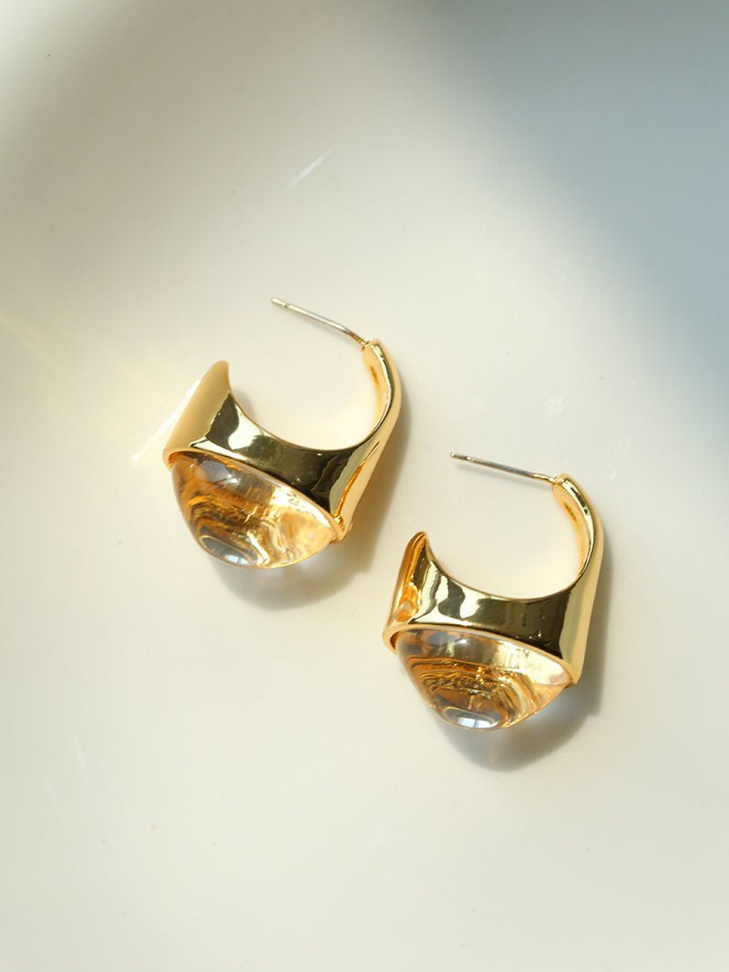 Hilltop Earrings – Gold White Crystal - floysun