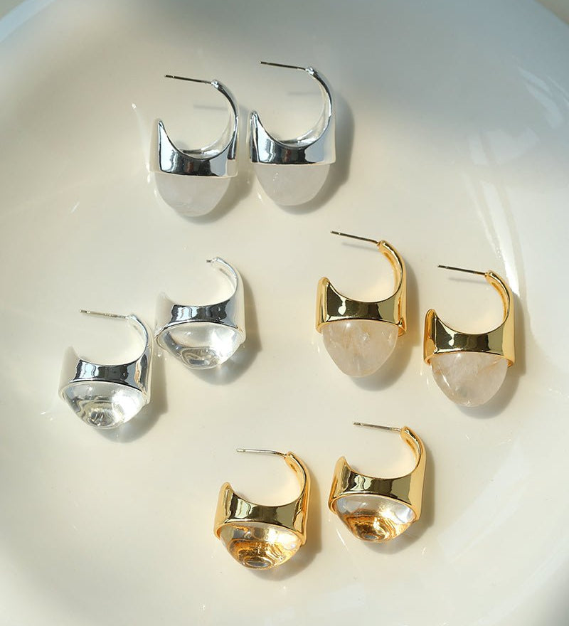 Hilltop Earrings – Gold White Jade - floysun