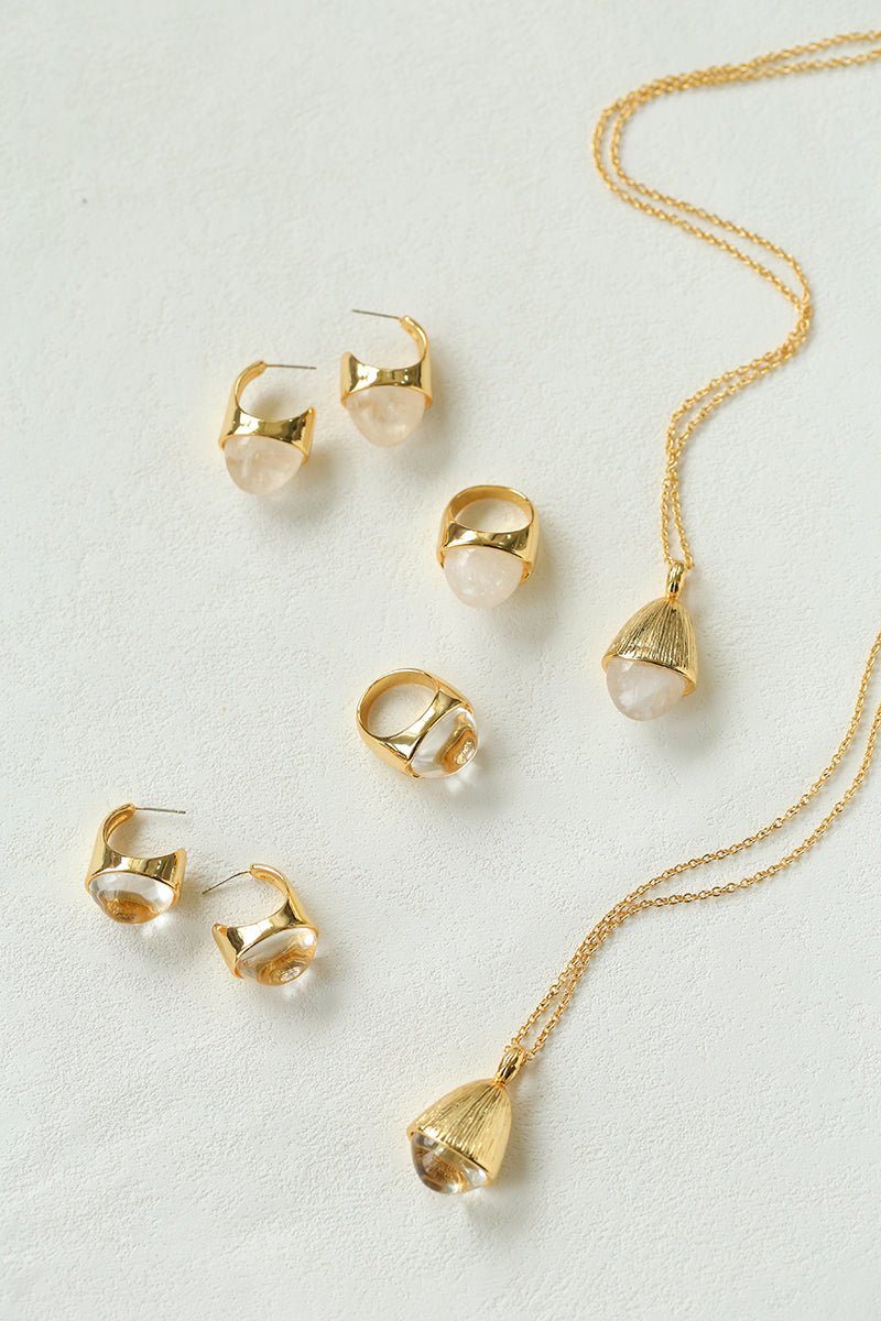 Hilltop Earrings – Gold White Jade - floysun