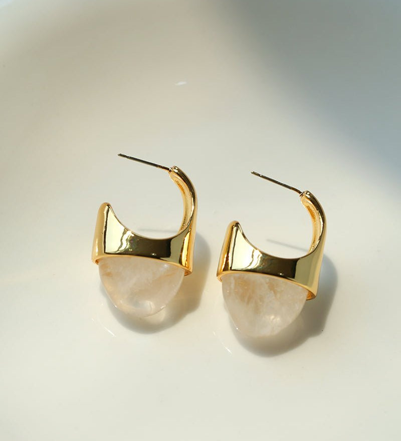 Hilltop Earrings – Gold White Jade - floysun