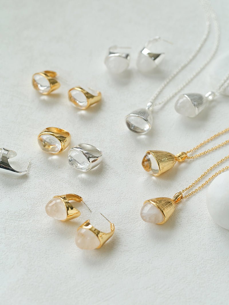 Hilltop Earrings – Gold White Jade - floysun