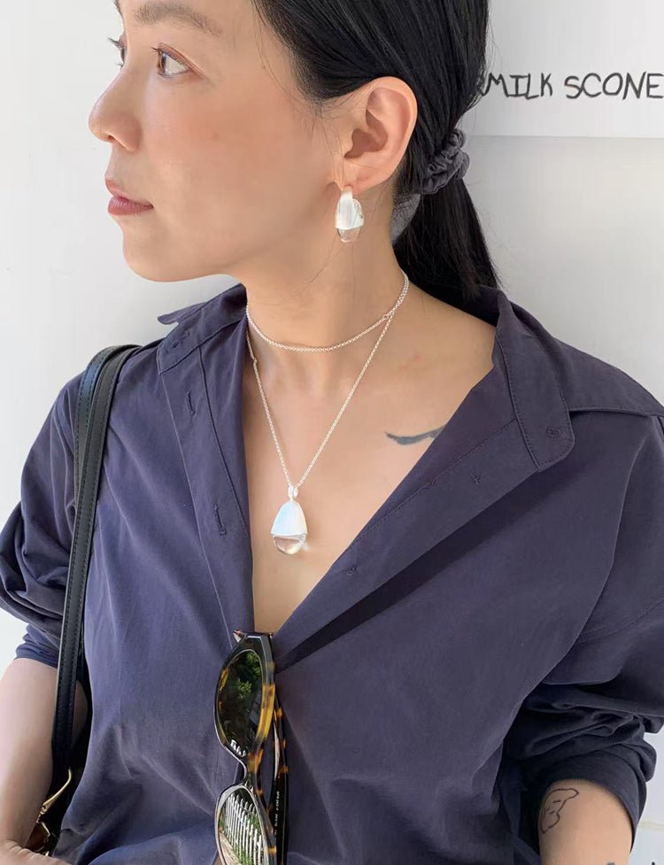 Hilltop Earrings – Silver White Crystal - floysun