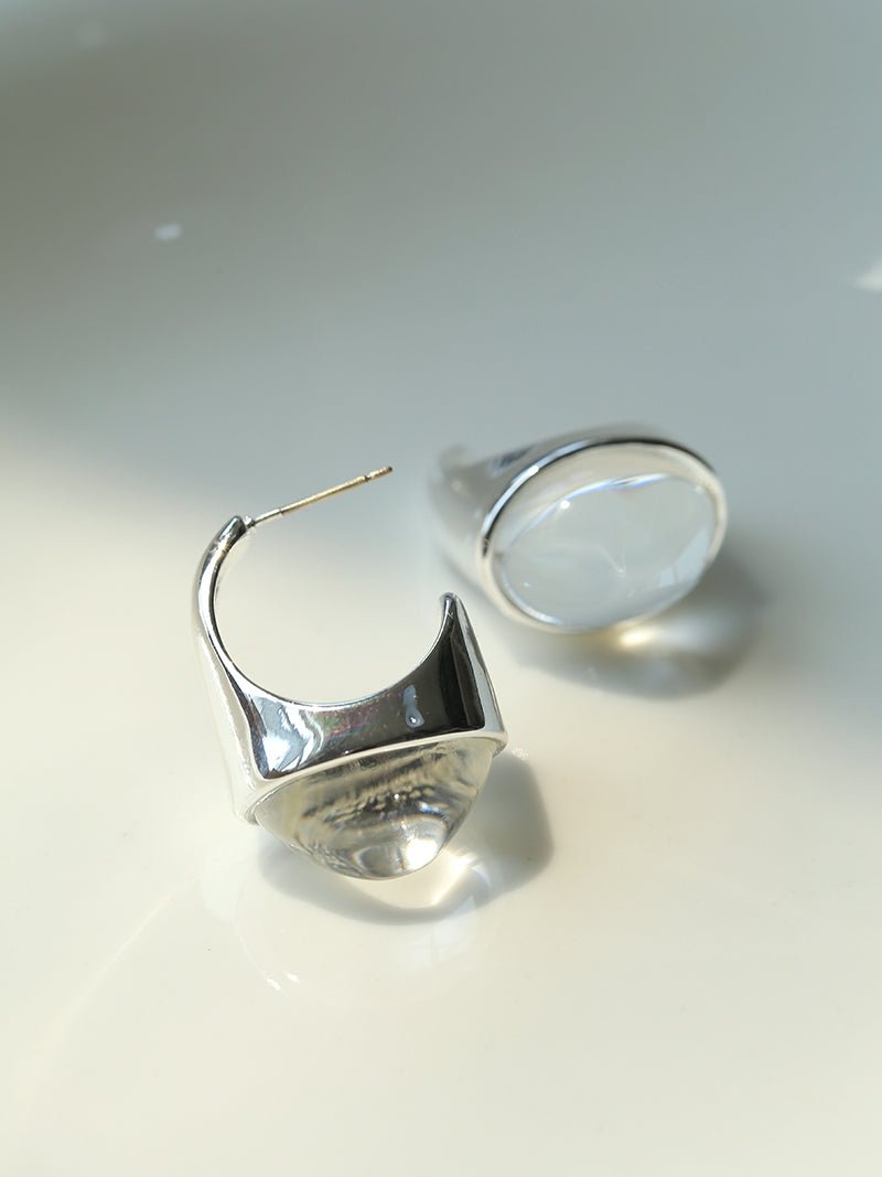 Hilltop Earrings – Silver White Crystal - floysun