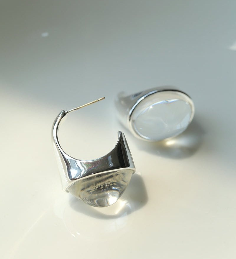 Hilltop Earrings – Silver White Crystal - floysun