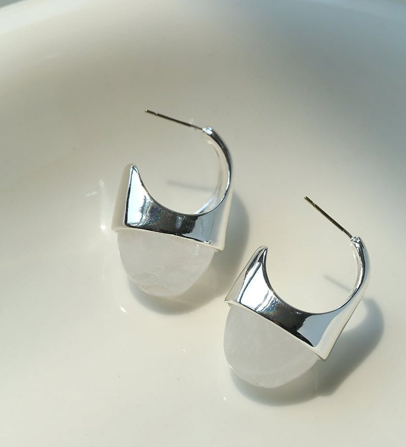 Hilltop Earrings – Silver White Jade - floysun