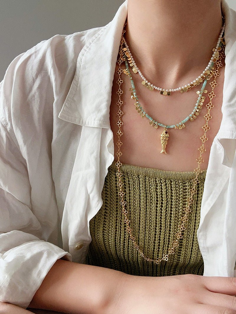 Hollow Clover Long Necklace - floysun