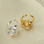 Hollow Lace Baroque Pearl Open Statement Ring - Silver - floysun