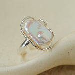 Hollow Lace Baroque Pearl Open Statement Ring - Silver - floysun