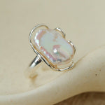 Hollow Lace Baroque Pearl Open Statement Ring - Silver - floysun