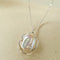 Hollow Lace Frame Baroque Pearl Pendant Necklace - Silver - floysun