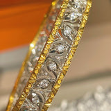 Hollow Leaf Eternal Spring Bangle with Pave Diamonds - floysun