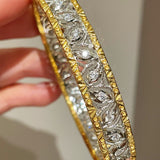 Hollow Leaf Eternal Spring Bangle with Pave Diamonds - floysun